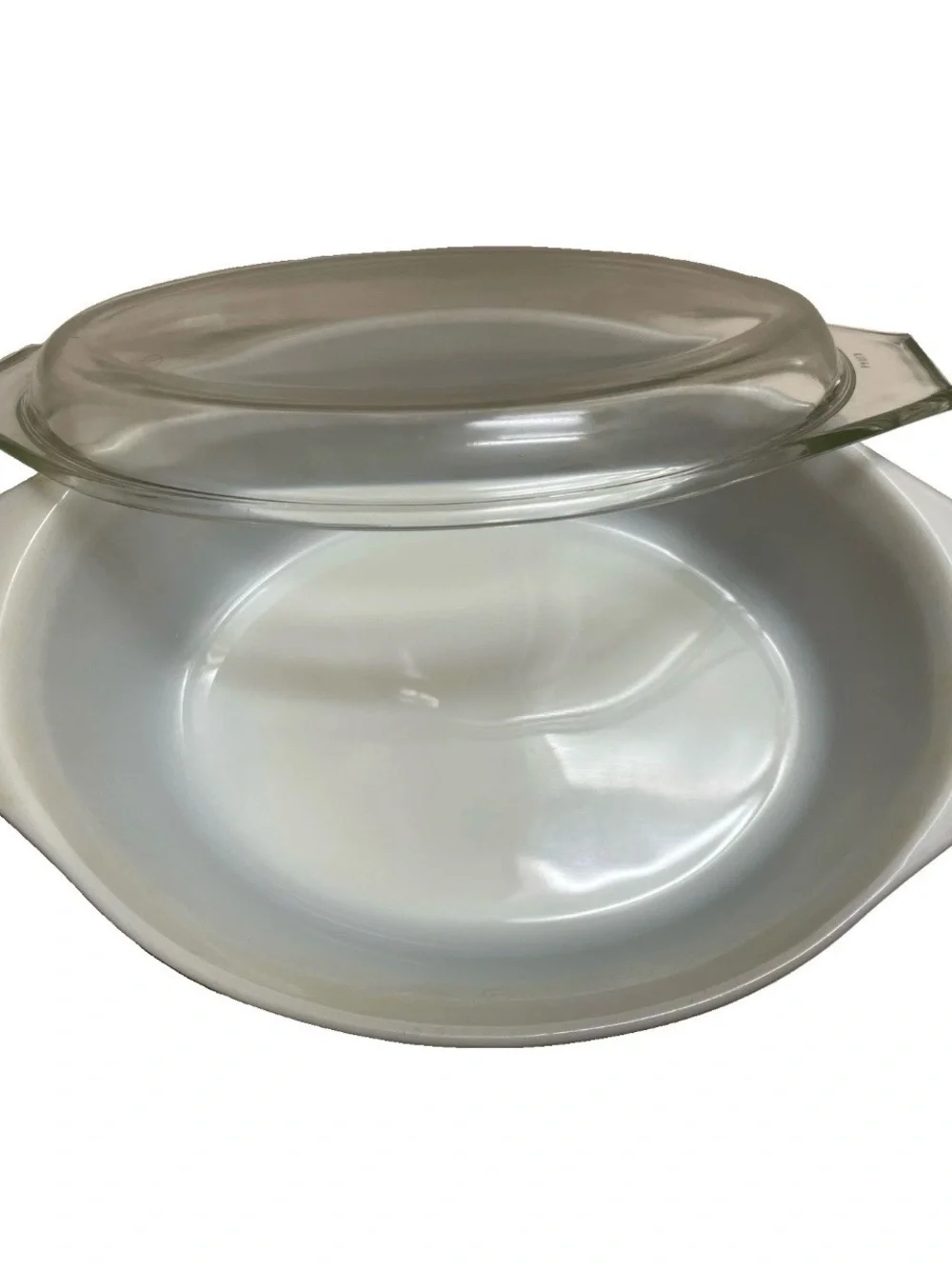 Pyrex Brown Casserole Dish with Gold Farm Motif and Glass Lid